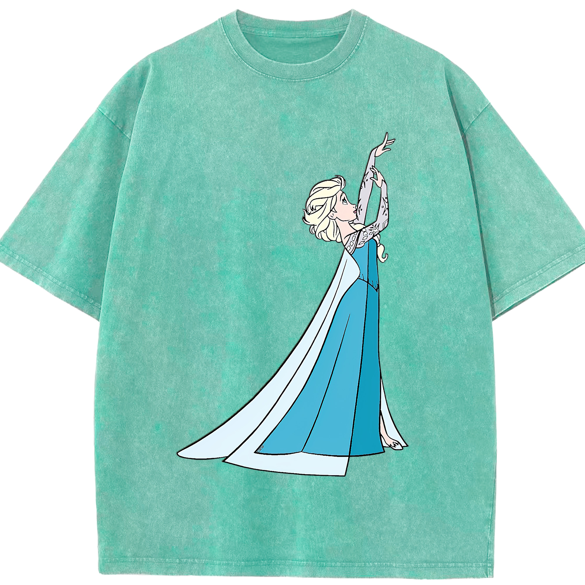 （画像用） アナと雪の女王 アンナ エルサ Frozen Anna Elsa 綿100% ヴィンテージ風 半袖Tシャツ（フロントプリント）